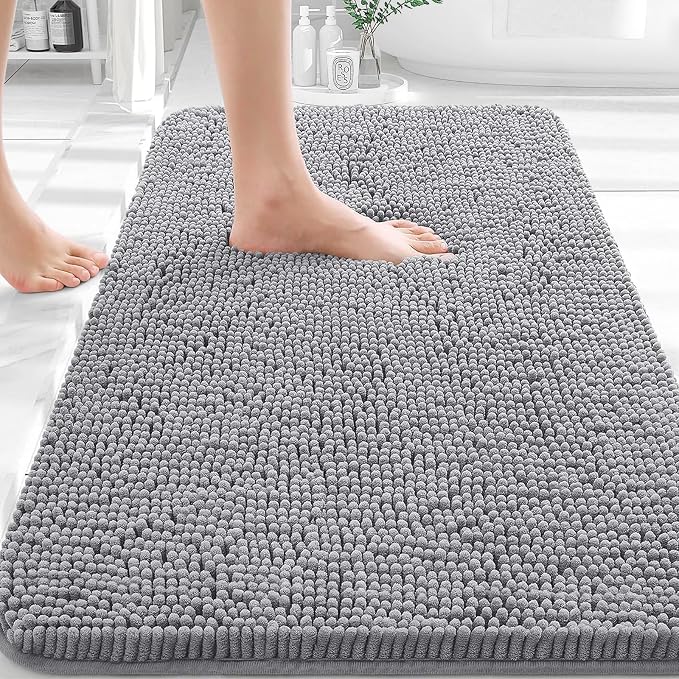 OLANLY Bathroom Rugs 30x18, Extra Soft Absorbent Chenille Bath Rugs, Rubber by OLANLY