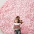 OLANLY Pink Round Rugs for Bedroom by OLANLY