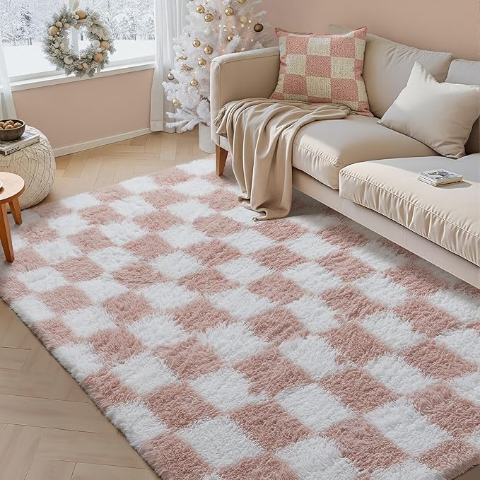 PureCozy Checkered Rug 5x8 for Living Room by PureCozy