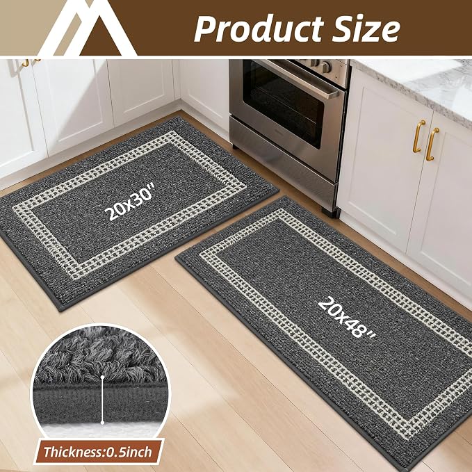 COSY HOMEER Kitchen Rugs Non-Slip 20x30/20x48 Inch Thick Polypropylene Standing - Image 8