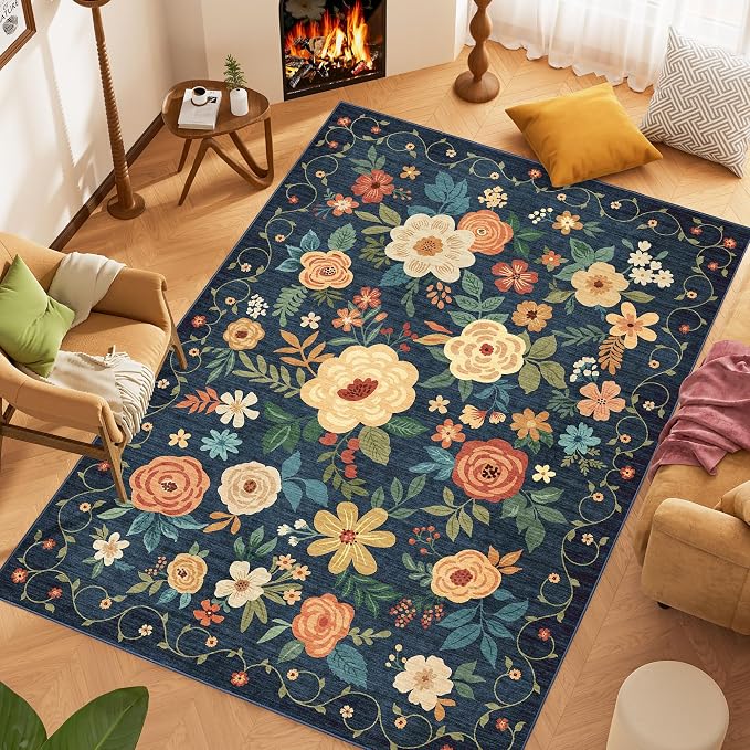 DUKINO 6x9 Area Rug, Floral Rugs - Image 3