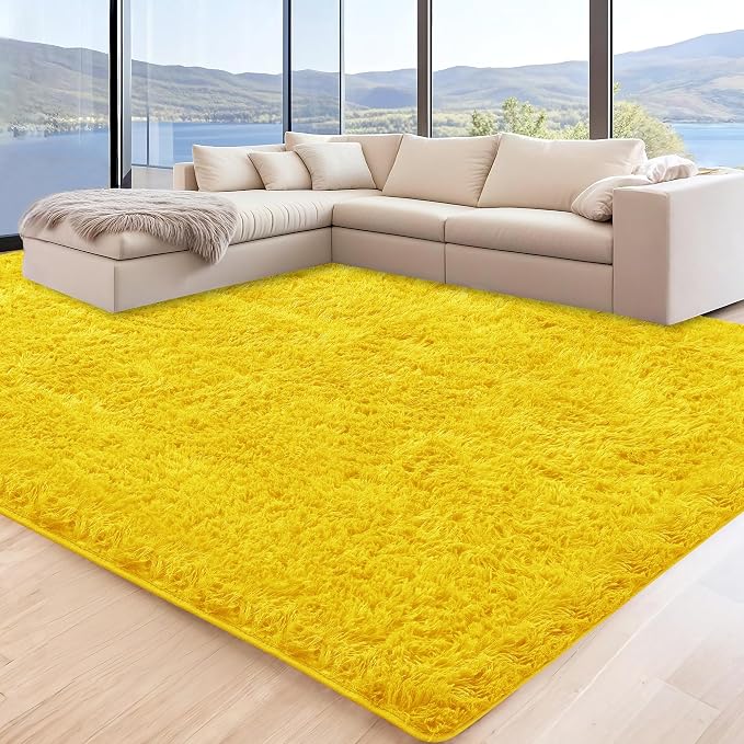 5x7 Yellow Area Rugs for Living Room, Fluffy Shag Rug for Bedroom Nursery by Unknown