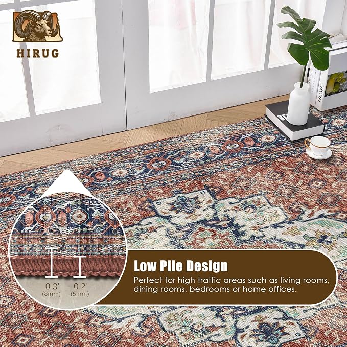 Washable Area Rug 6' x 9' Vintage Traditional Persian Mat - Image 5