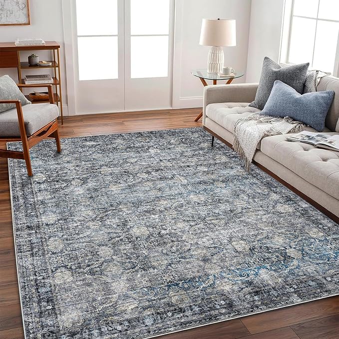 CHAMPLANT Washable Area Rug 9'x12' Boho Design Non-Shedding Easy Care Ideal - Image 2
