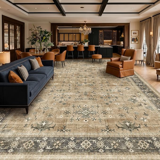 Vintage Taupe Sage 10x12 Rug for Living Room - Image 6