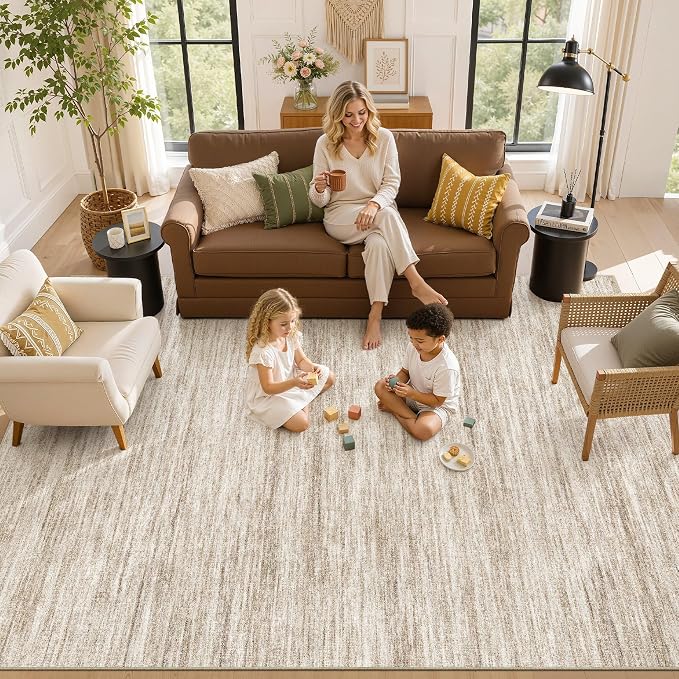 Nakagishi 10X12 Area Rugs Living Room: Washable Large Vintage Rug Neutral - Image 8