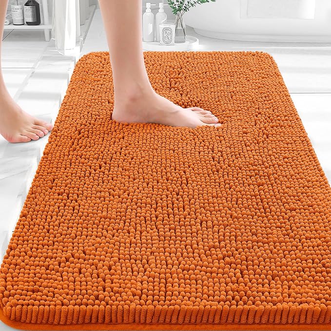 OLANLY Bathroom Rugs 35x24, Extra Soft Absorbent Chenille Bath Rugs, Rubber by OLANLY