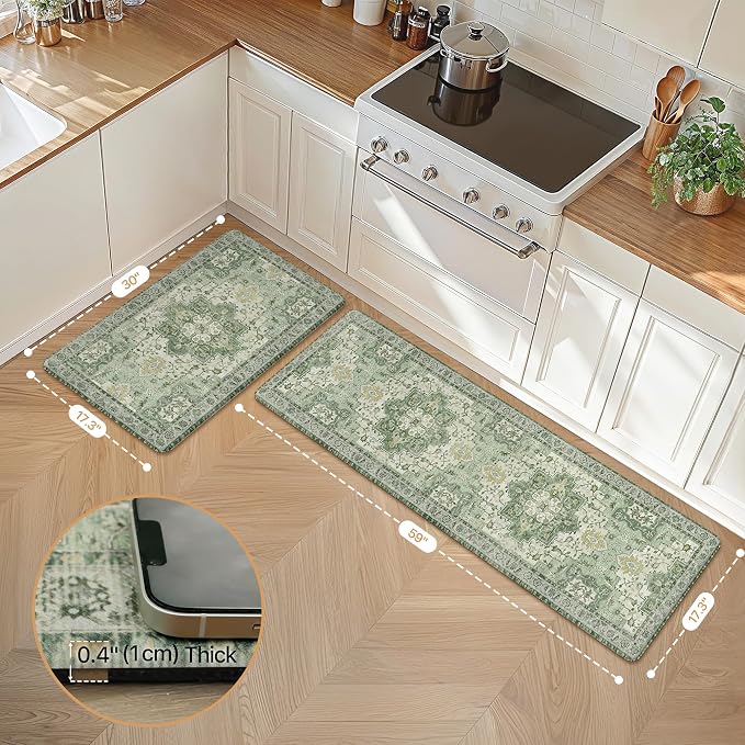 GENIMO Kitchen Mats for Floor 2PCs, Washable Anti Fatigue Mat for Cushioned - Image 2