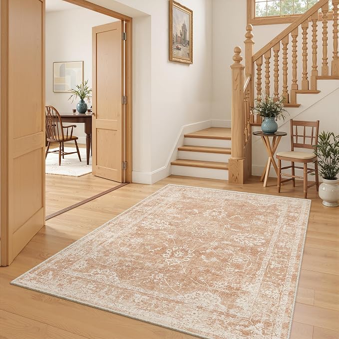 Madane Washable Area Rug 4x6, Low Pile Stain Resistant Vintage Area Rugs - Image 3