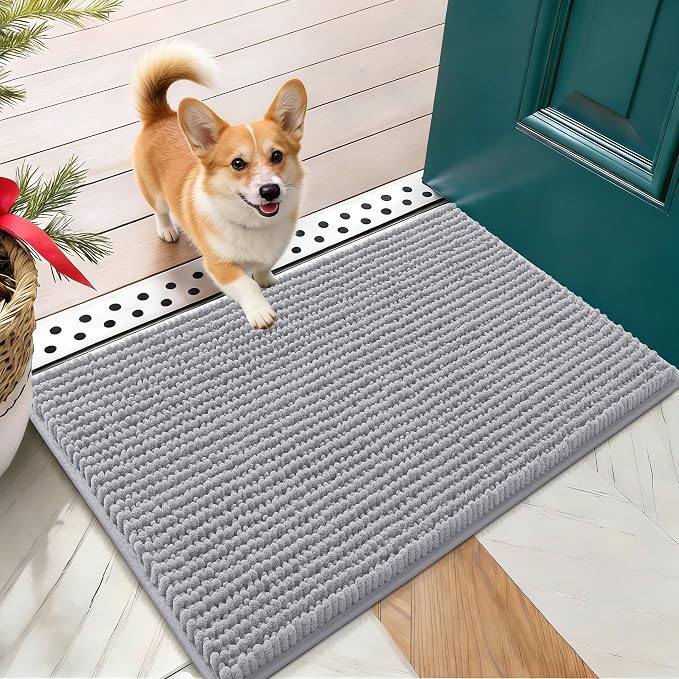 OLANLY Dog Door Mat for Muddy Paws 24x16, Ultra Absorbent Chenille Mud Doormat by OLANLY