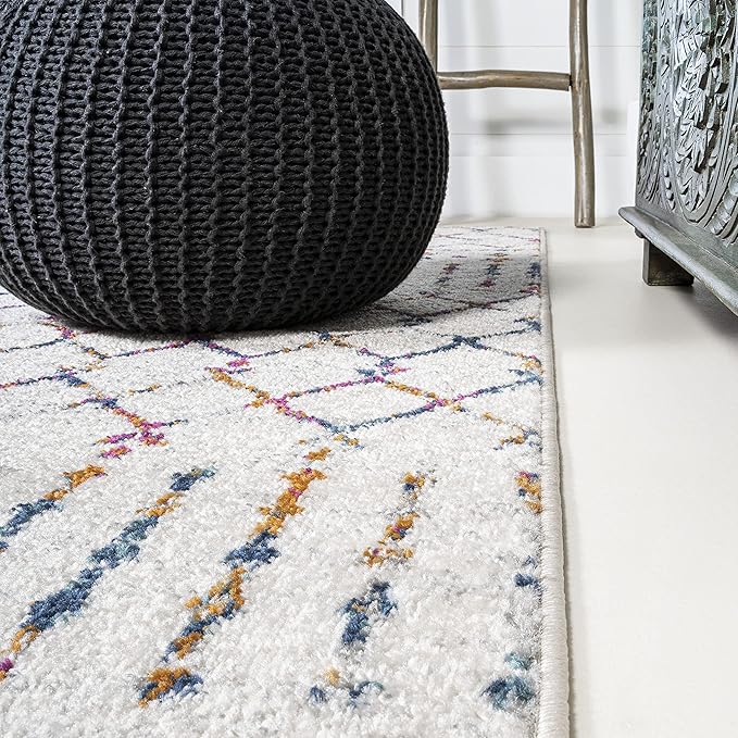 JONATHAN Y Boho Vintage Diamond Cream/Multi Indoor Area Rug 3X5 ft, Moroccan - Image 6
