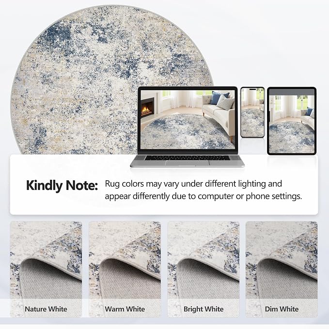 6ft Washable Round Rug - Image 8