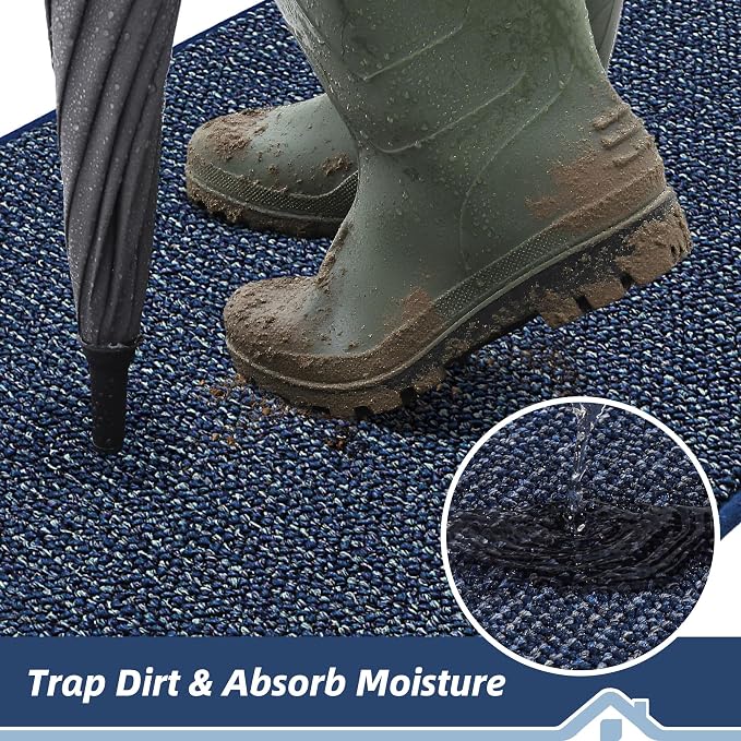 BEQHAUSE Dirt Trapper Door Mat 24" x 36" Half Circle Non-Slip Washable Doormats - Image 3