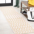 JONATHAN Y Moroccan Geometric Indoor Outdoor Runner Rug 2X10 Cream/Yellow by JONATHANY