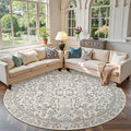 jinchan Zenith Round Rug 7ft Area Rug Soft 7'Round Vintage Floral Rug Non-Slip by JINCHAN