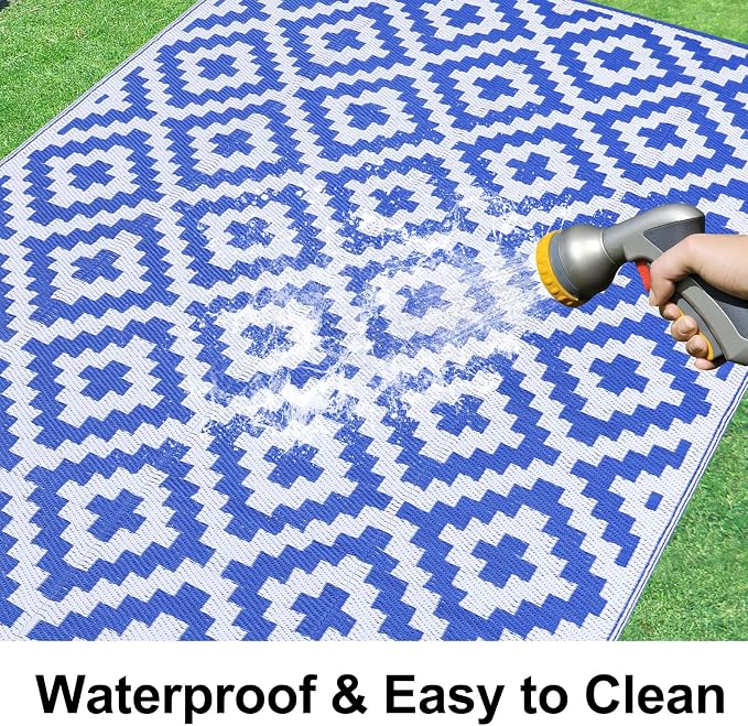 Smiry Waterproof Outdoor Rug 6x9 ft, Reversible Plastic Straw Patio Camping Rugs - Image 2
