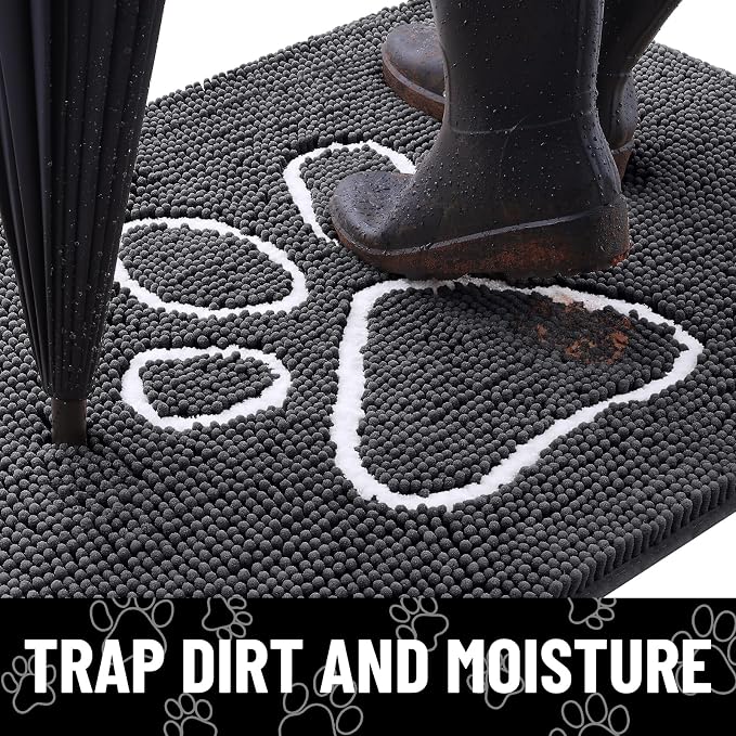 Smiry Dog Door Mat for Muddy Paws, Absorbent Dirt Trapper Non Slip Quick Dry - Image 2