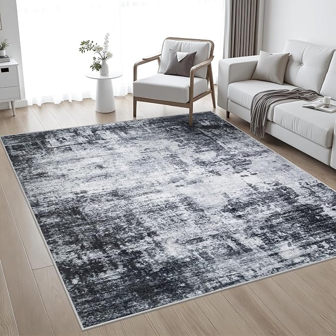 4x4 Area Rug Living Room Rug: Washable Modern Abstract Soft Thin Rug Indoor - Image 2