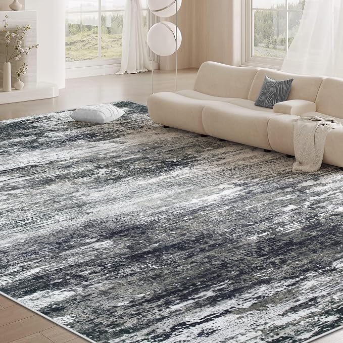 Washable Rug 9x12 Area Rugs for Living Room: Large Neutral Soft Rug Abstract - Image 9