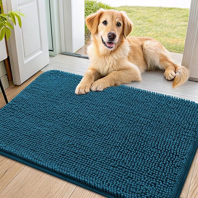 Smiry Dog Door Mat for Muddy Paws 36x24, Absorbent Dirt Trapper, Non-Slip by Smiry