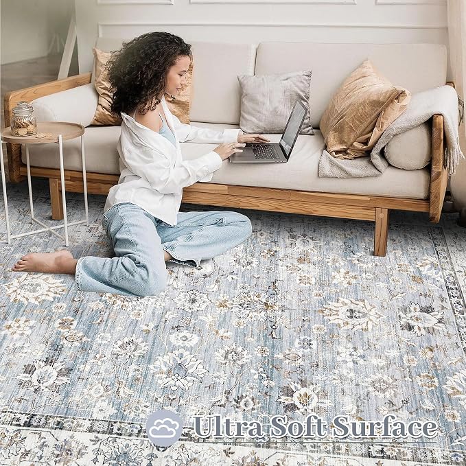 XLUEZ Area Rug 10x12 Living Room Rugs, Machine Washable Vintage Distressed Boho - Image 4