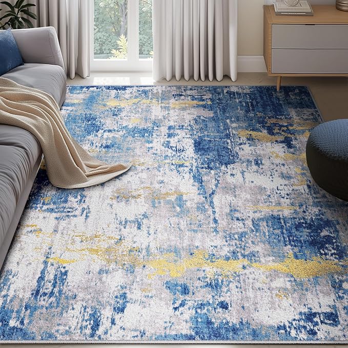RELEANY Washable Area Rugs 5'x7' Non-Slip Modern Abstract Soft - Image 2
