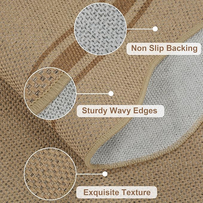 Easy Jute 3x5 Outdoor Rug Washable Non Slip Rug - Image 4