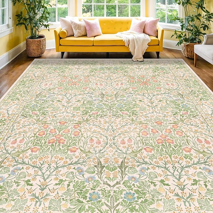 Washable Light Green Rug for Bedroom - Image 9
