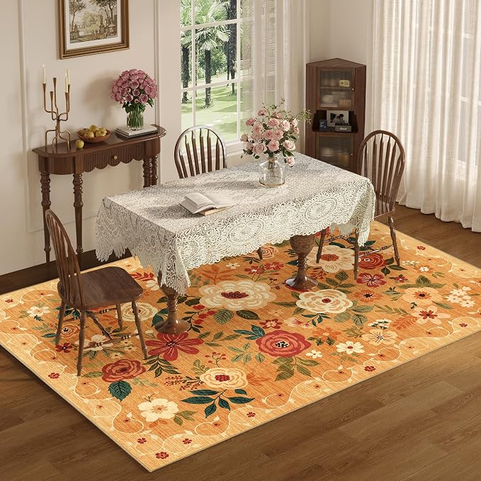 DUKINO 6x9 Area Rug, Floral Rugs - Image 4