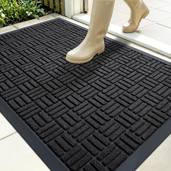 OLANLY Front Door Mat Outside Entrance 35x23, Heavy Duty Sturdy Natural Rubber by OLANLY