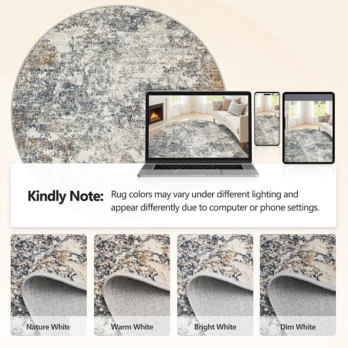 6ft Washable Round Rug - Image 7
