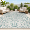 JONATHAN Y Boho Medallion Indoor Outdoor Area Rug 3X5 Teal/Gray, Estrella by JONATHANY