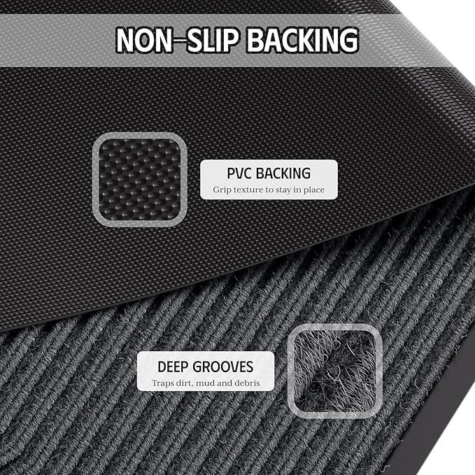 Front Door Mat 35"x23", Heavy Duty Low Profile Door Mat Indoor Entrance - Image 5