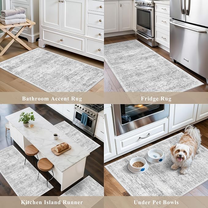 Washable Non-Slip 3 Piece Kitchen Rugs Set – Modern Boho Low-Pile Area Rugs and - Image 4