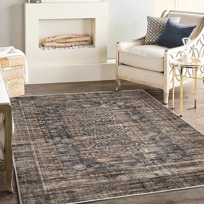 CHAMPLANT Washable Area Rug 4'x6' Vintage Traditional Floor Cover Foldable Thin - Image 2