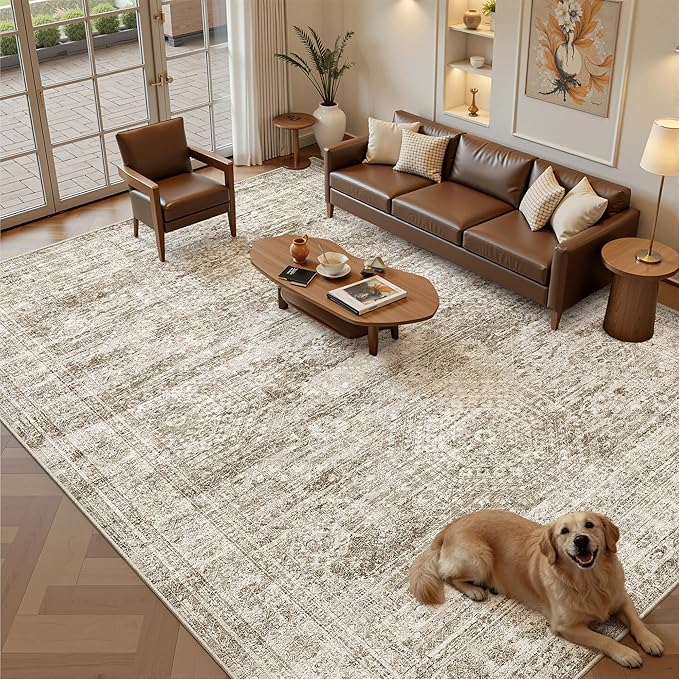 Soalmost 9x12 Area Rugs for Living Room, Non Slip Machine Washable Vintage Rugs - Image 2