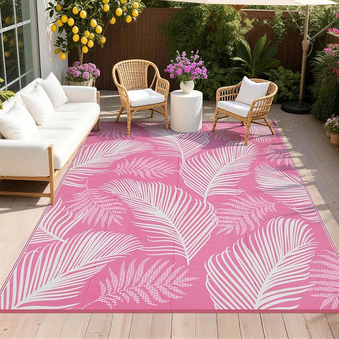 Pauwer Waterproof Outdoor Rug 8x10, Reversible Plastic Straw Patio Camping Rug by Pauwer