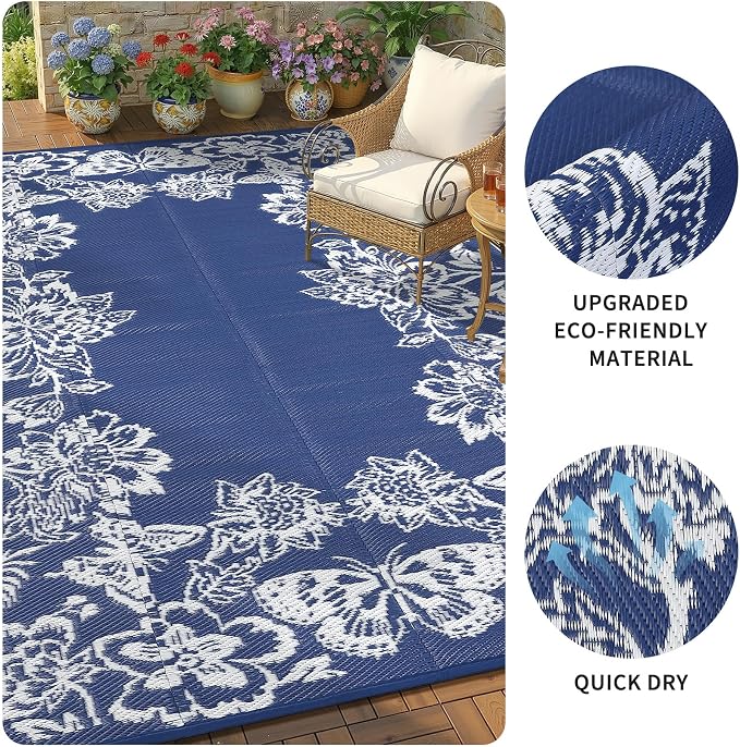 Garvee Outdoor Rugs 9' x 12’ Waterproof Reversible Mats, Large Area Plastic - Image 6