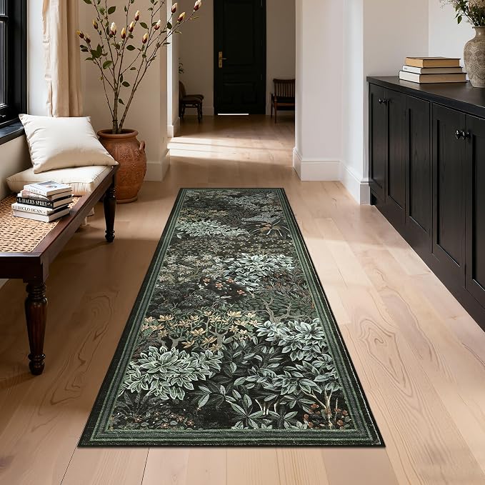 GarveeHome Forest Runner Rug 2.5x8, Botanical Low Pile Non Slip Stain - Image 3