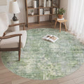 Soalmost 6x6 Green/Ivory Round Rug 6ft Living Room Circle Rug Vintage Round by Soalmost