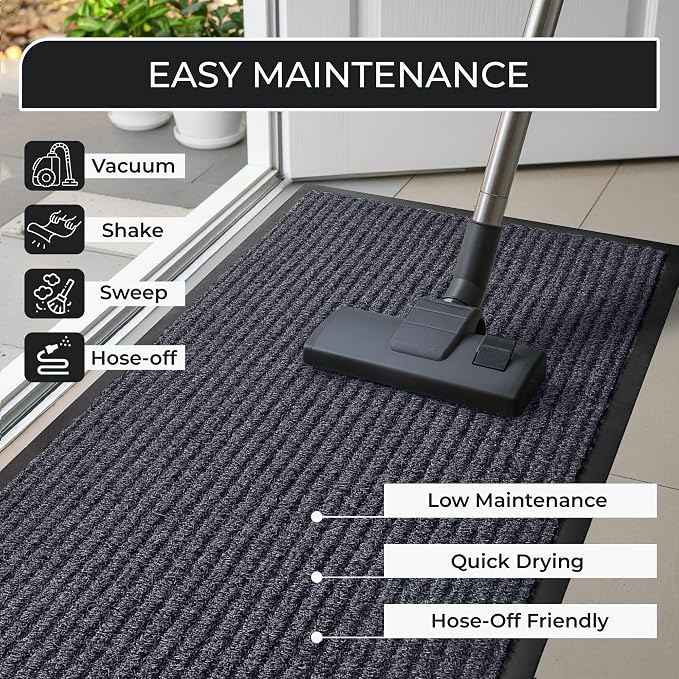 Heavy Duty Entry Mat 2' x 3', Low Profile Door Rug - Image 3