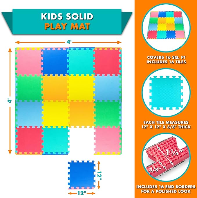 ProSource Baby Play Mat, Soft Foam Floor Tiles - Image 2