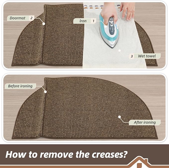 BEQHAUSE Dirt Trapper Door Mat 24" x 36" Half Circle Non-Slip Washable Doormats - Image 9