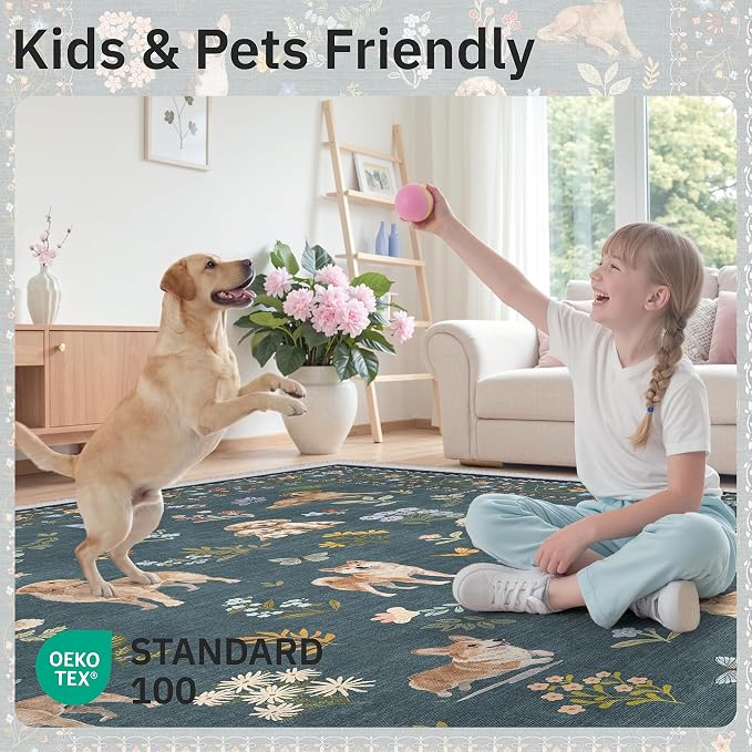 Soalmost 2x3 Dog Rugs for Entryway, Machine Washable Door Mat Animal Floral - Image 8