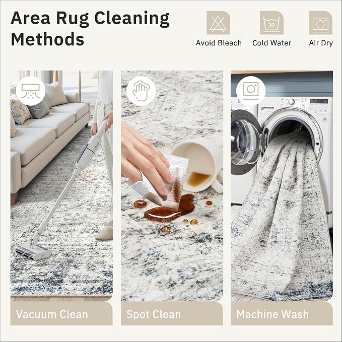 Soalmost 4x6 Area Rugs for Living Room, Vintage Washable Rugs for Dining Room - Image 9