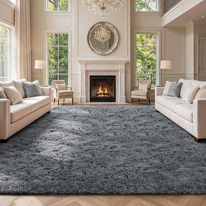 10X14 Large Shag Area Rugs for Living Room Bedroom, Big Soft Purple Fluffy Rug by Boshengya