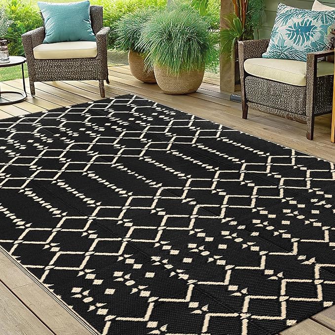 Smiry Outdoor Rug 5x8 ft, Waterproof Reversible Plastic Straw Rugs, Boho - Image 6
