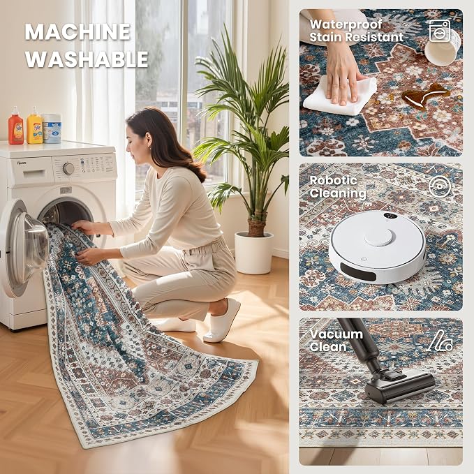 zesthome 9x12 Area Rugs, Stain Resistant Washable Rug, Ultra-Thin Rugs - Image 5