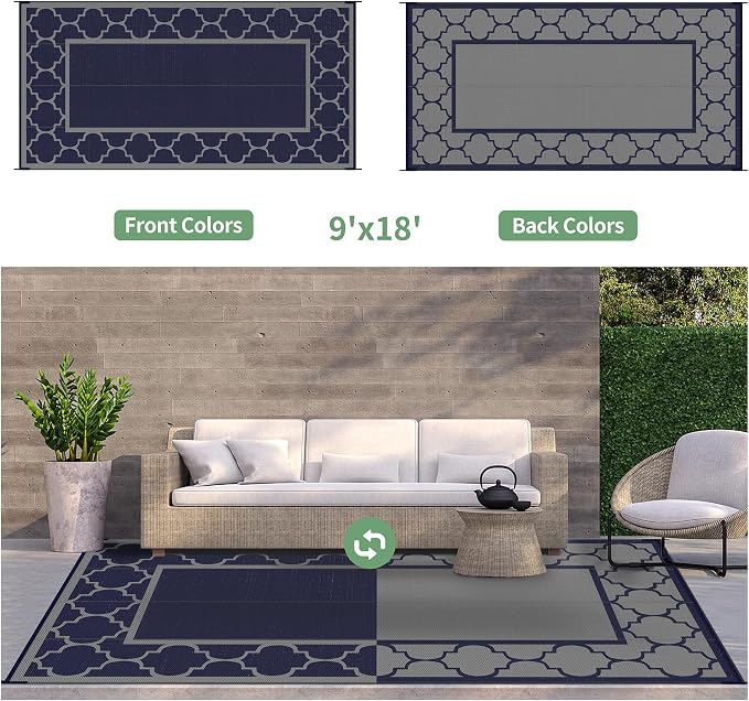 GENIMO 9 ' x 18 ' Outdoor Rug Waterproof - Image 5