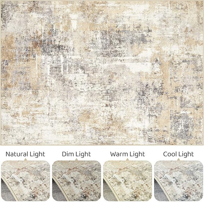 3X5 Rug Washable Area Rugs: Abstract Modern Soft Stain Resistant Indoor Floor - Image 9